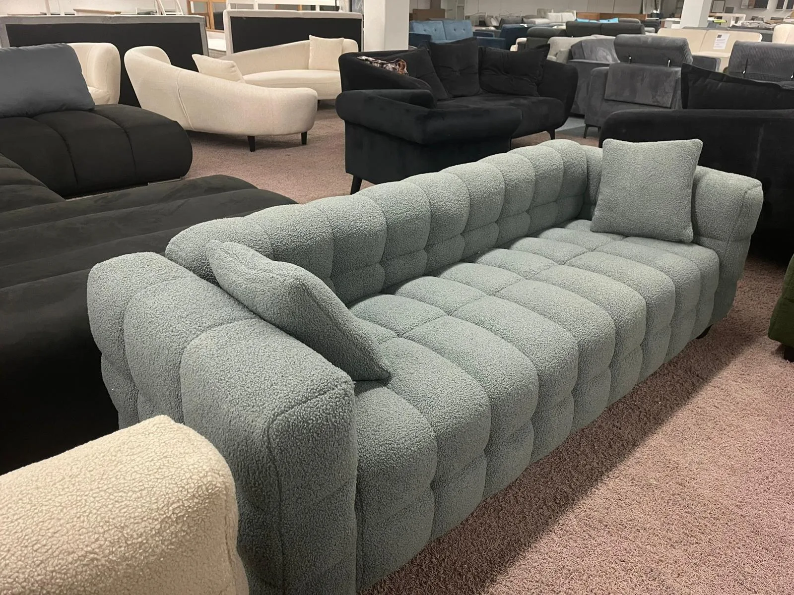 Blaues 3-Sitzer Sofa in Teddyoptik - Bild 2