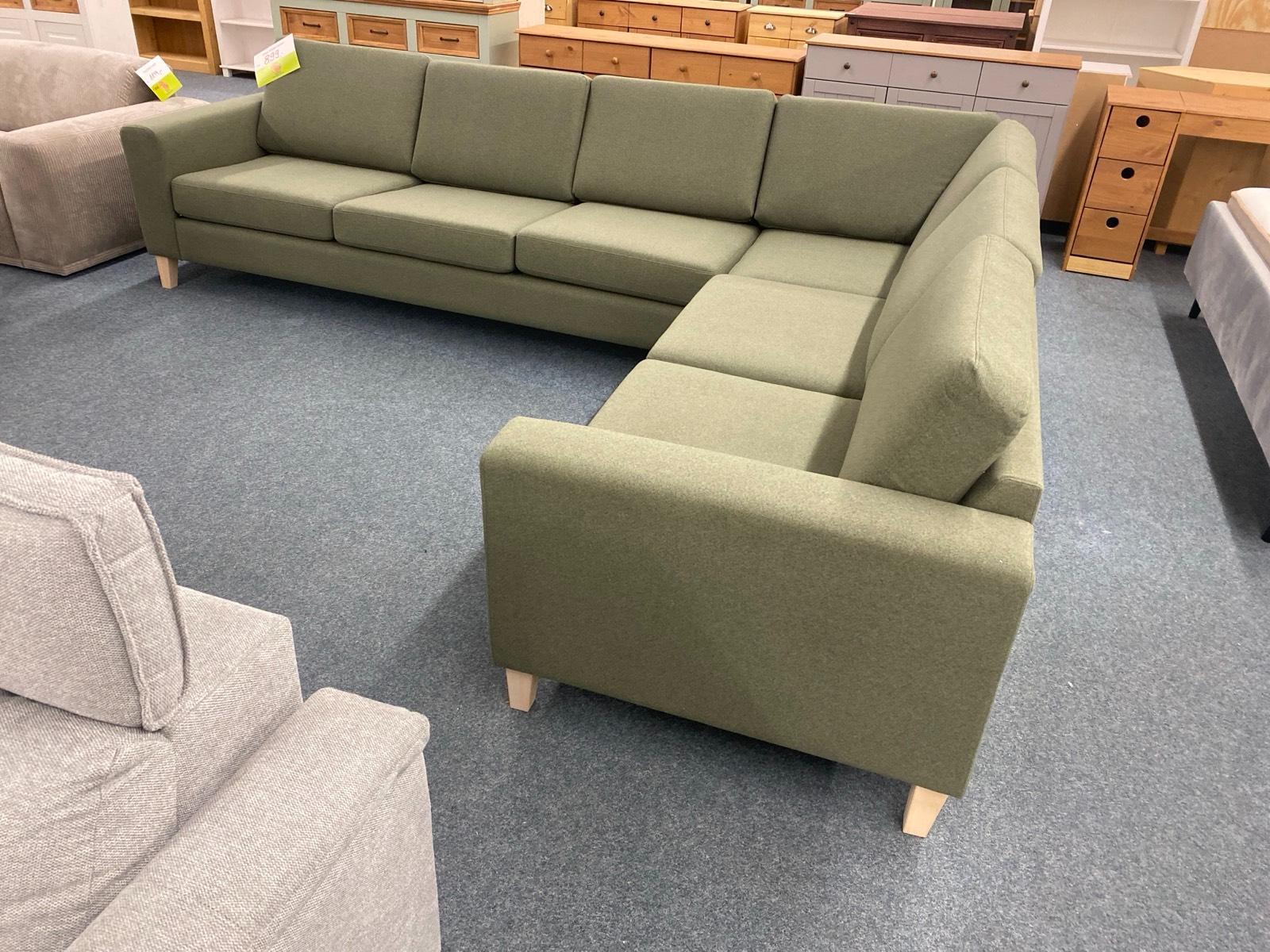 XL Ecksofa Grün mit Massivholzfüßen - Bild 2