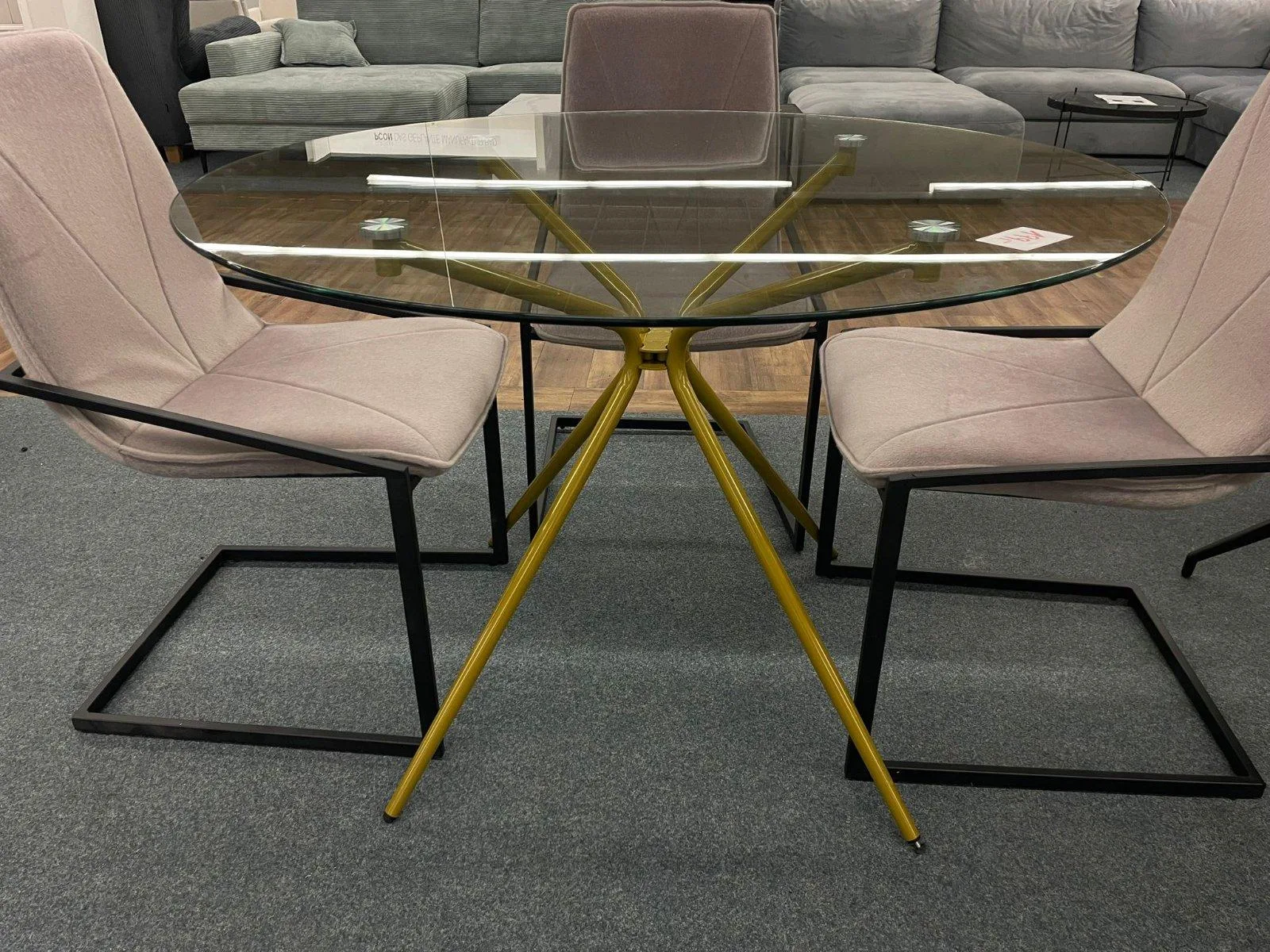 Runder Glastisch mit messingfarbenem Gestell - Bild 2