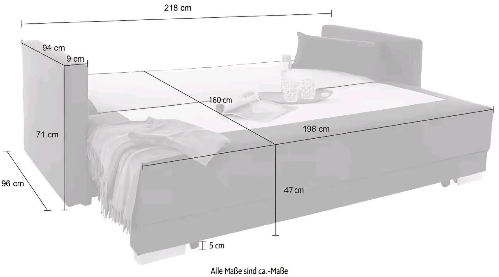 Schlafsofa mit Boxspringfederung - Silbergrau - Bild 4