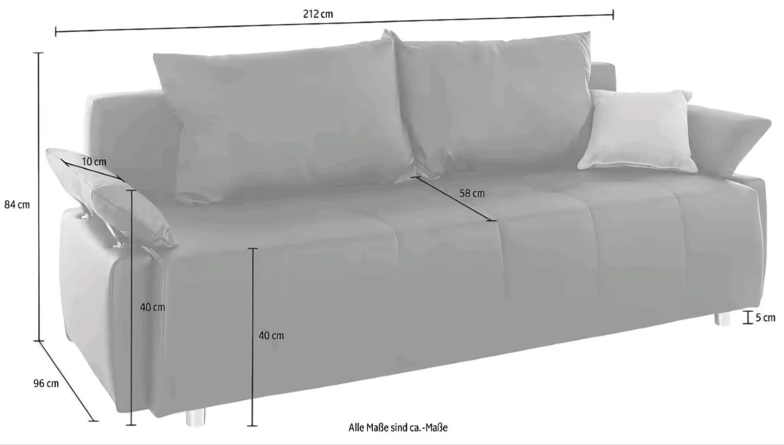 Schlafsofa mit Bettfunktion in Anthrazit - Bild 3