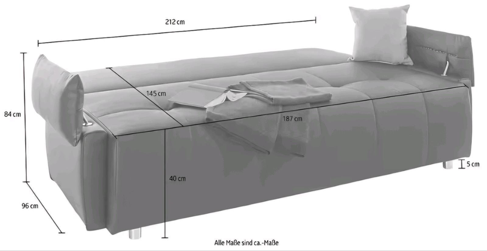 Schlafsofa mit Bettfunktion in Anthrazit - Bild 4