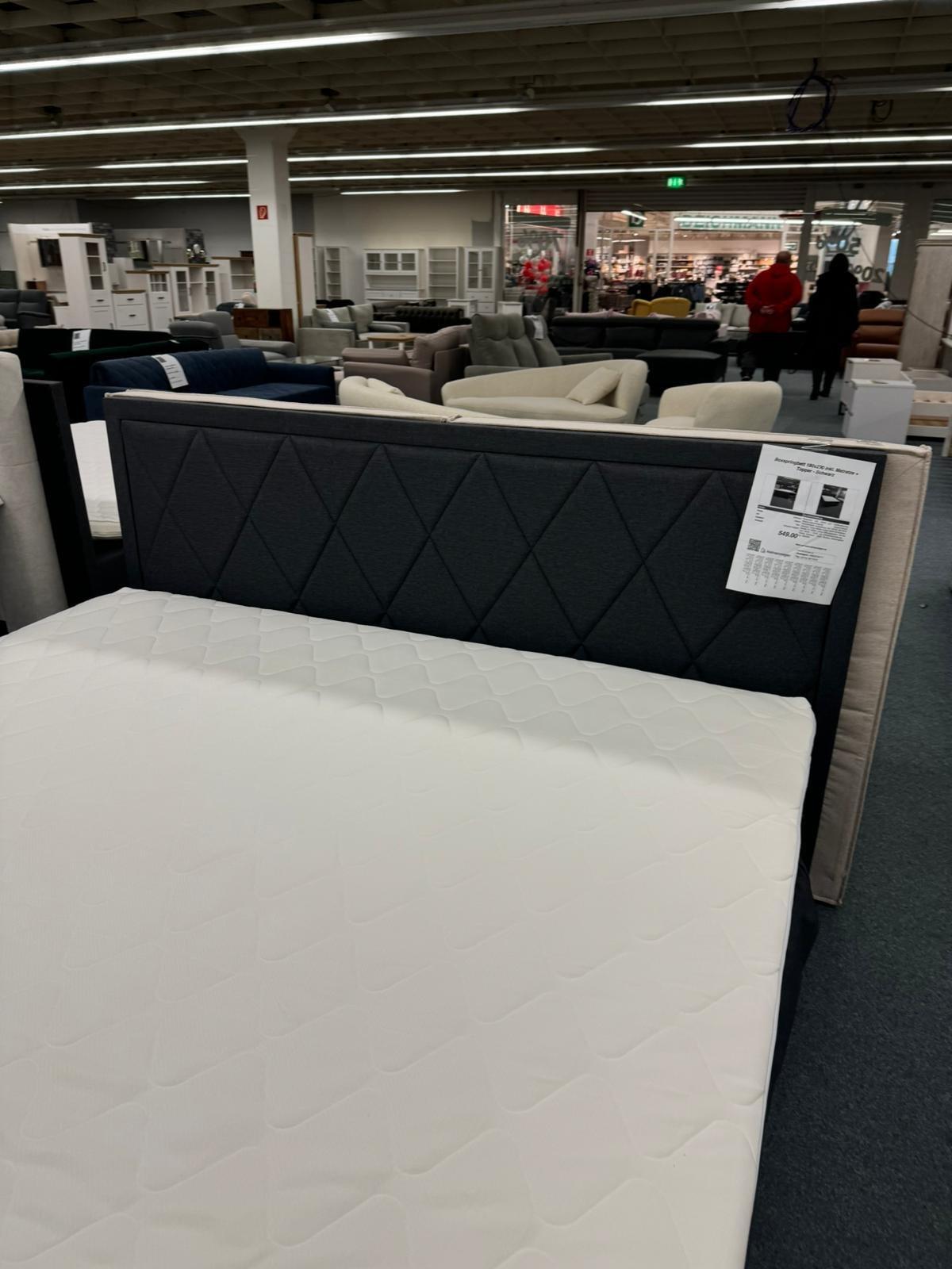 Boxspringbett 180x200 mit Matratze & Topper in Schwarz - Bild 2