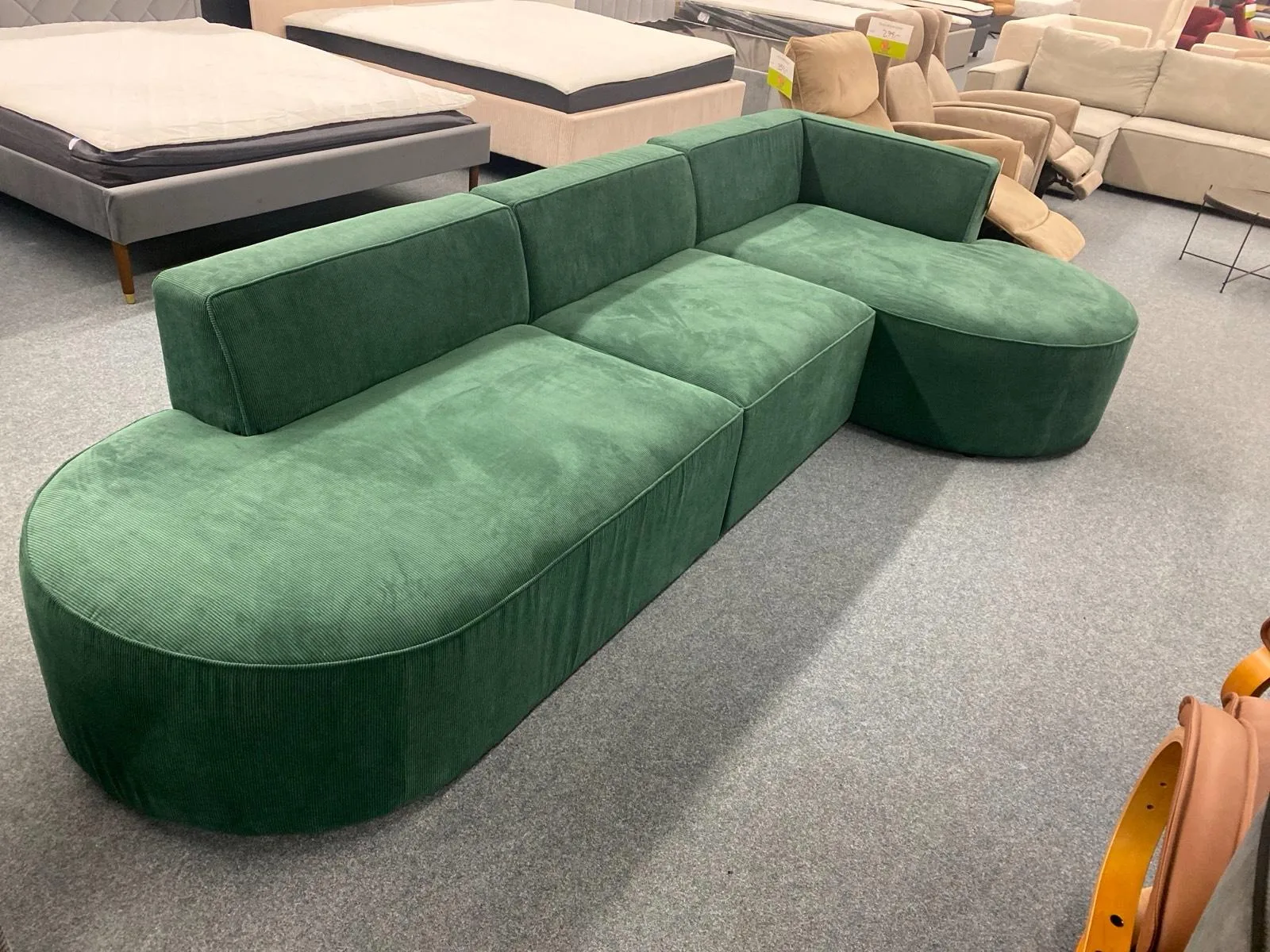 Designer Ecksofa Cord in Grün - Bild 2