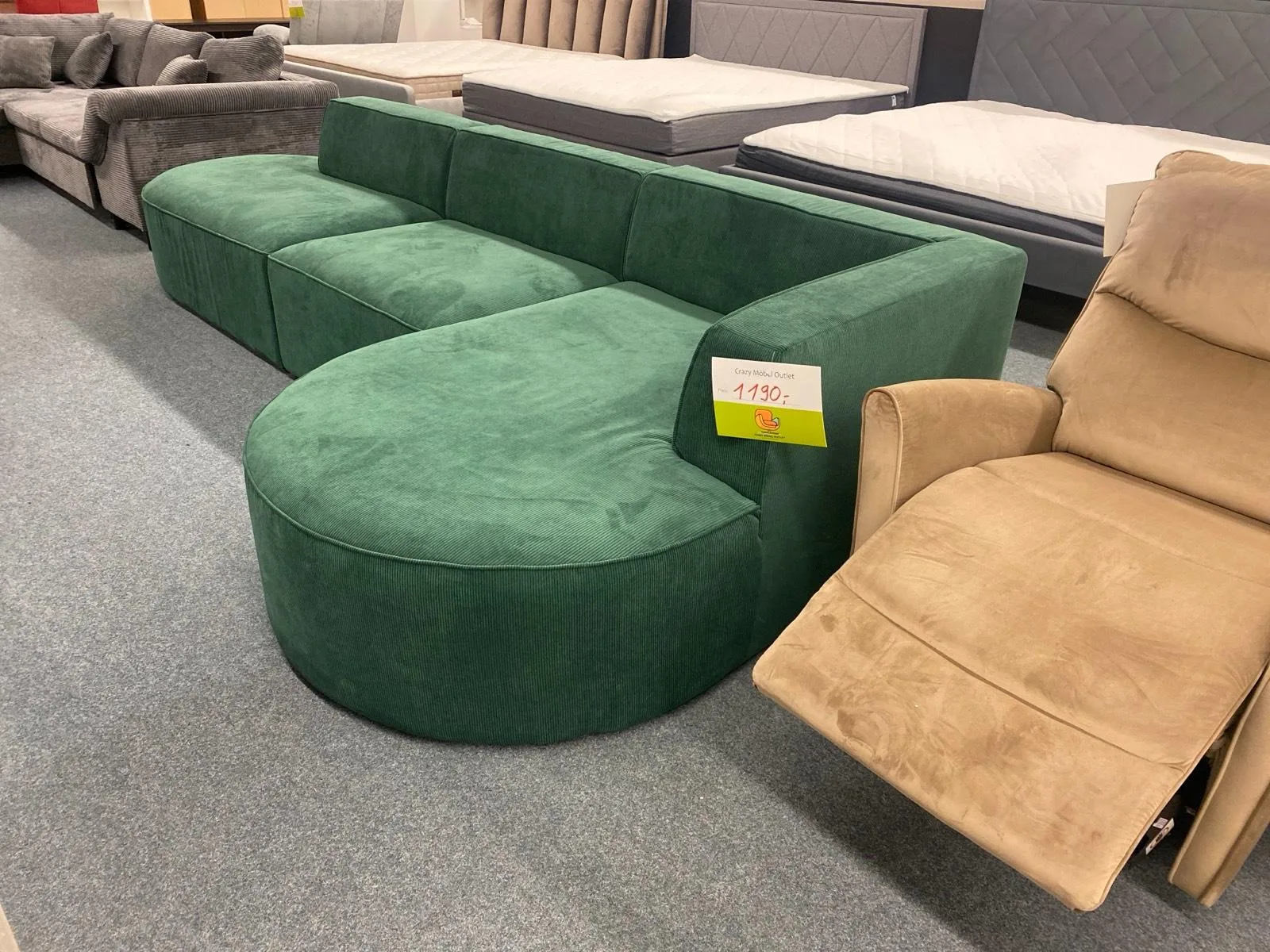 Designer Ecksofa Cord in Grün - Bild 3