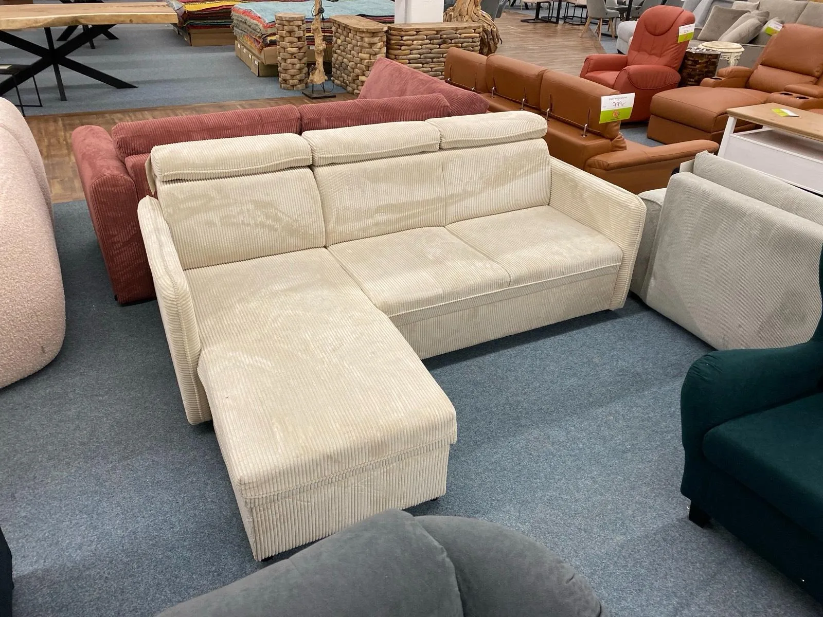 Ecksofa CORD mit Bettkasten & Kopfstütze