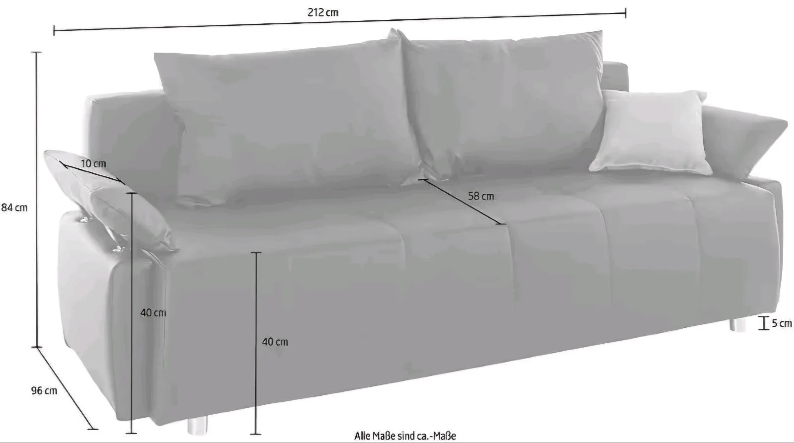 Schlafsofa mit Bettfunktion in Anthrazit - Bild 3