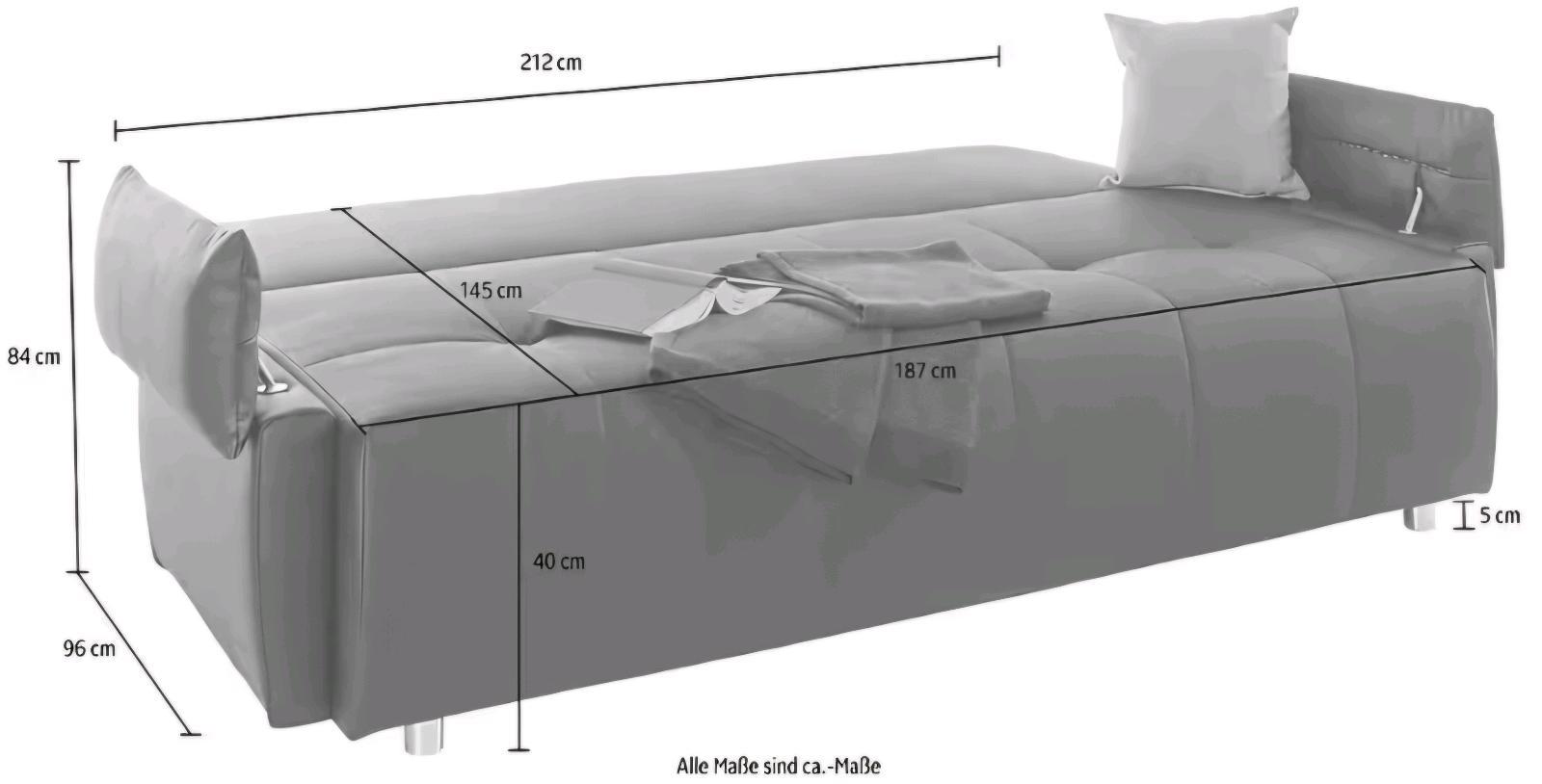 Schlafsofa mit Bettfunktion in Anthrazit - Bild 4