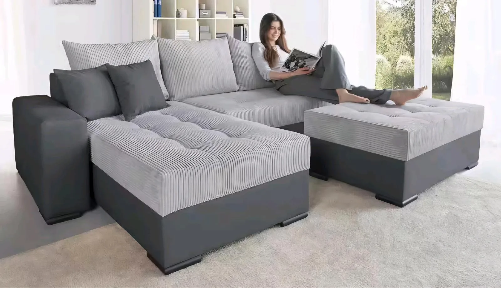 L-Form Schlafsofa mit Stauraum