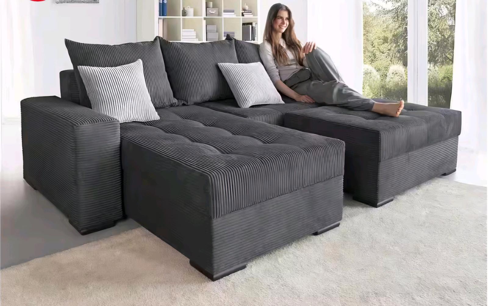 Ecksofa mit Schlaffunktion und Bettkasten