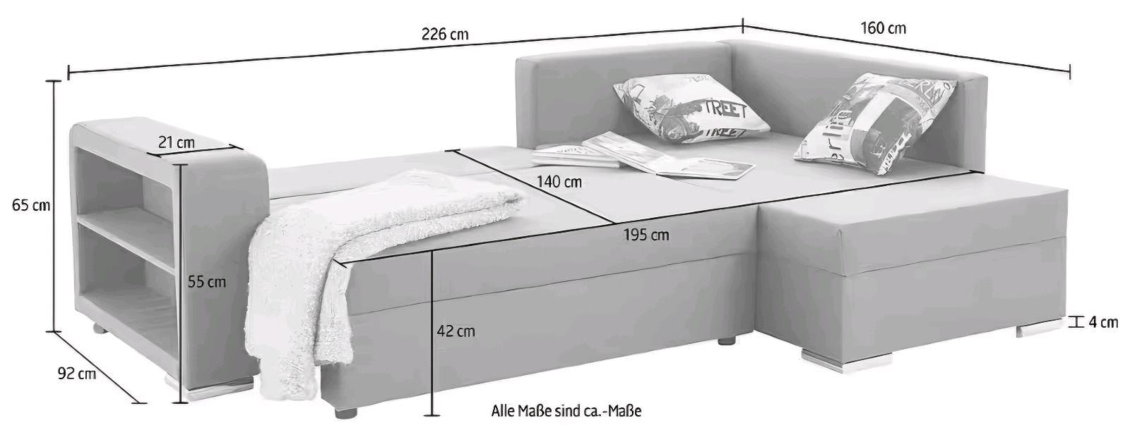 L-Form Schlafsofa mit Bettfunktion - Bild 4