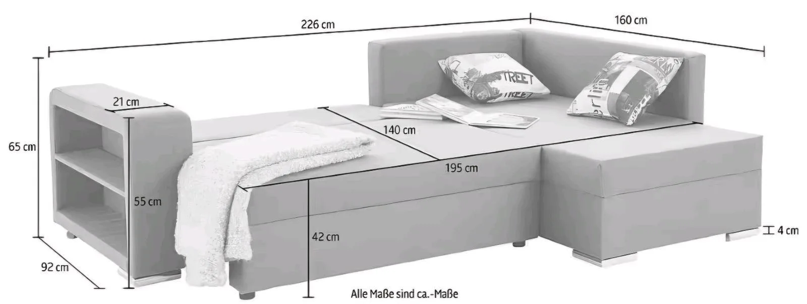 L-Form Schlafsofa mit Bettfunktion - Bild 4