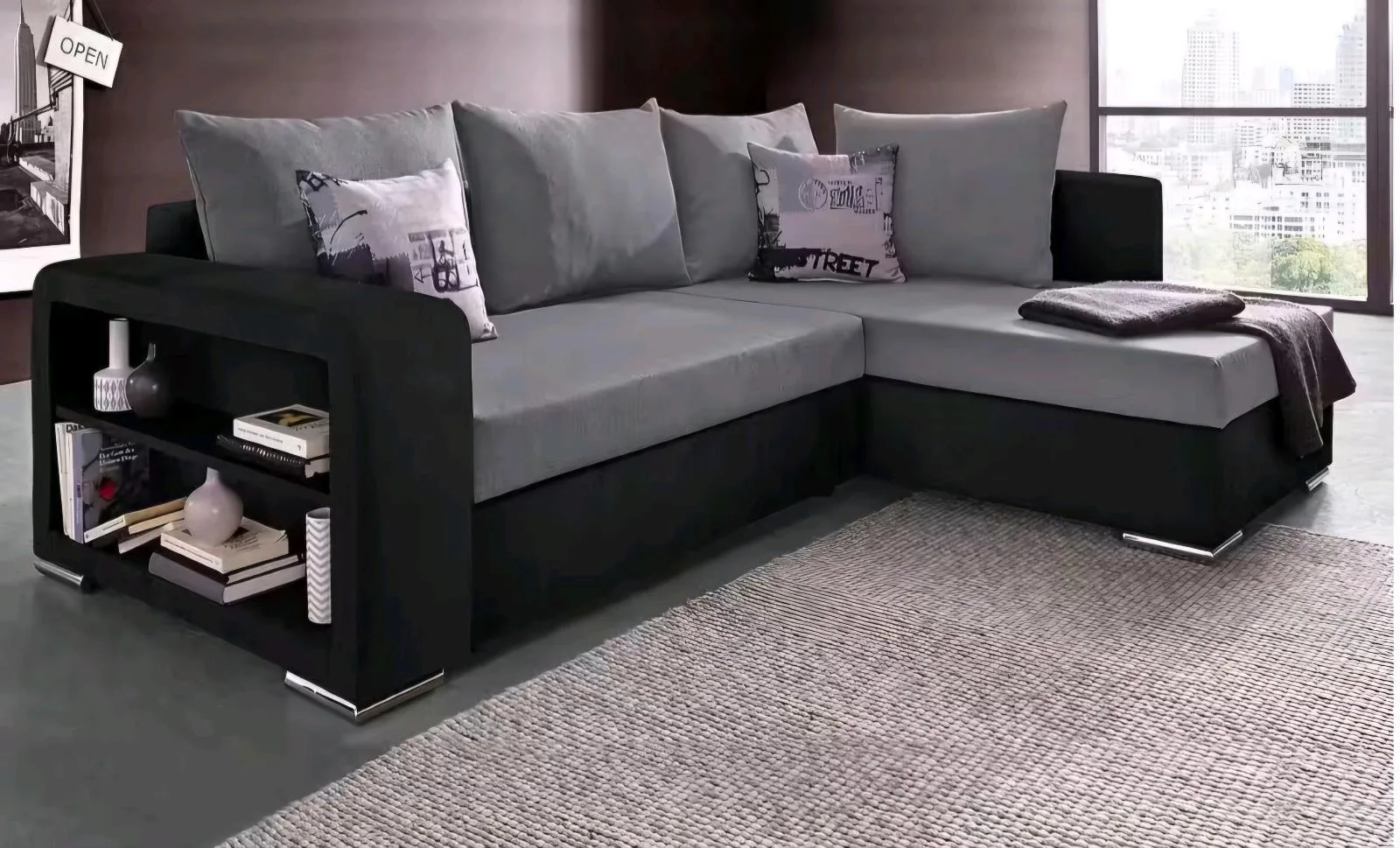 Ecksofa mit Schlaffunktion und Bettkasten