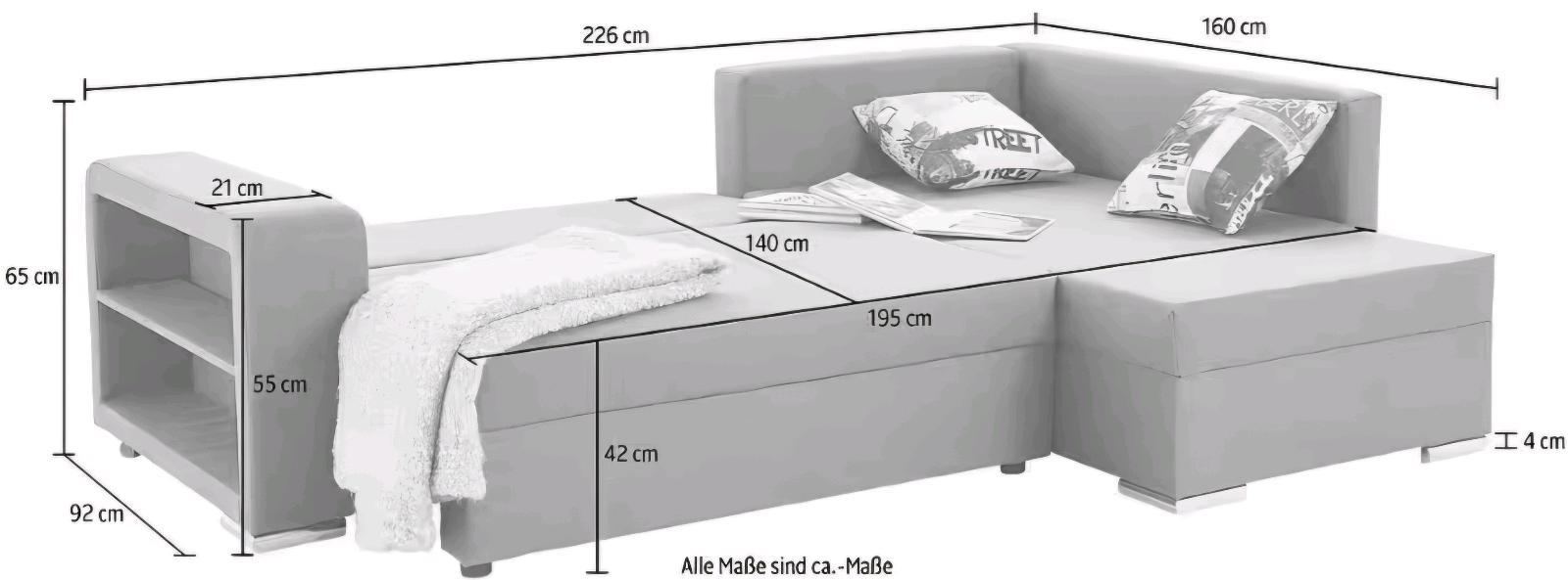Ecksofa mit Schlaffunktion und Bettkasten - Bild 3