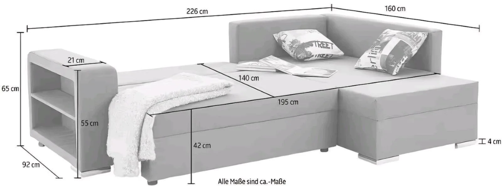 Ecksofa mit Schlaffunktion und Bettkasten - Bild 3