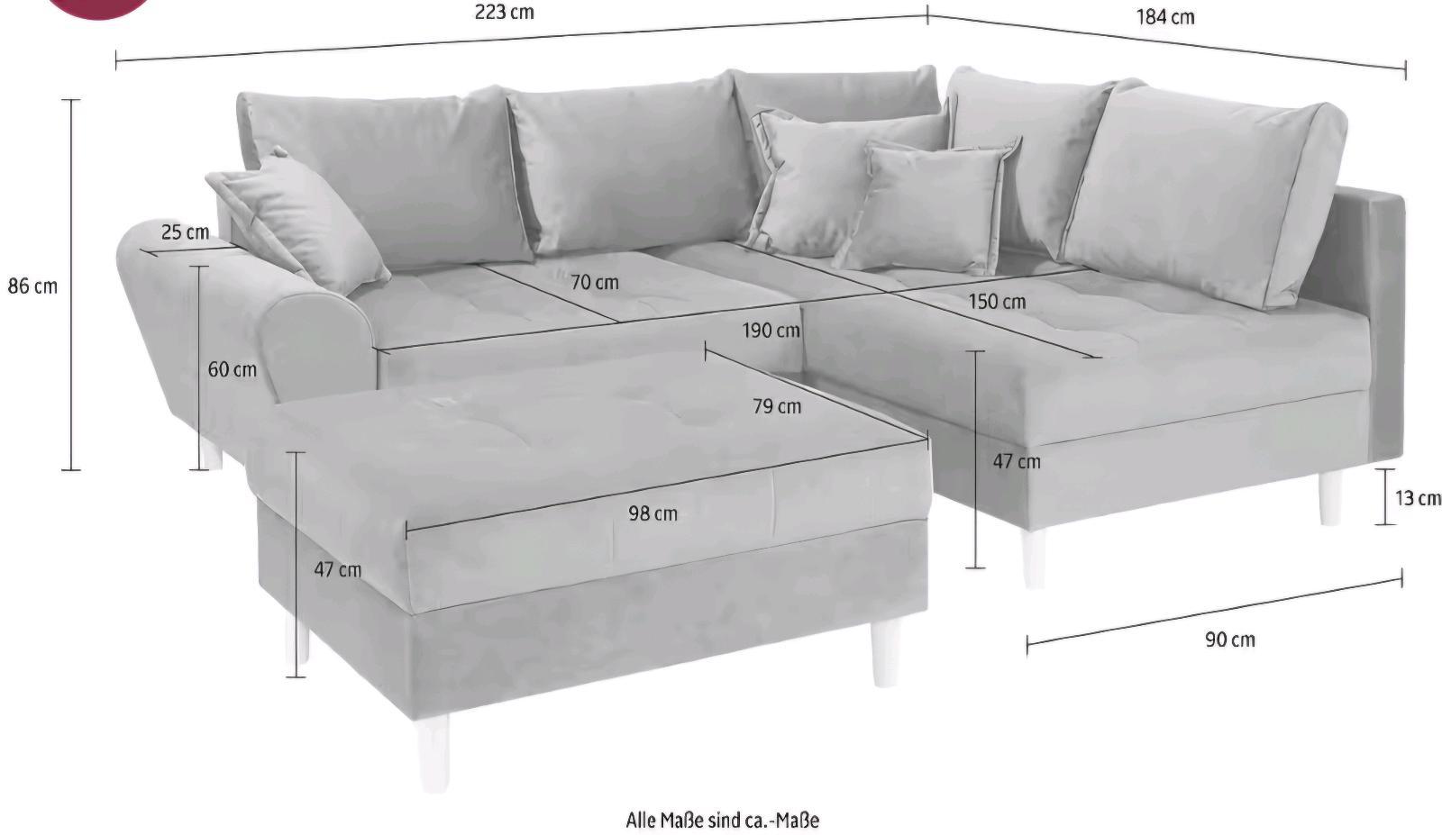 Schlafsofa L-Form mit Hocker - Bild 3