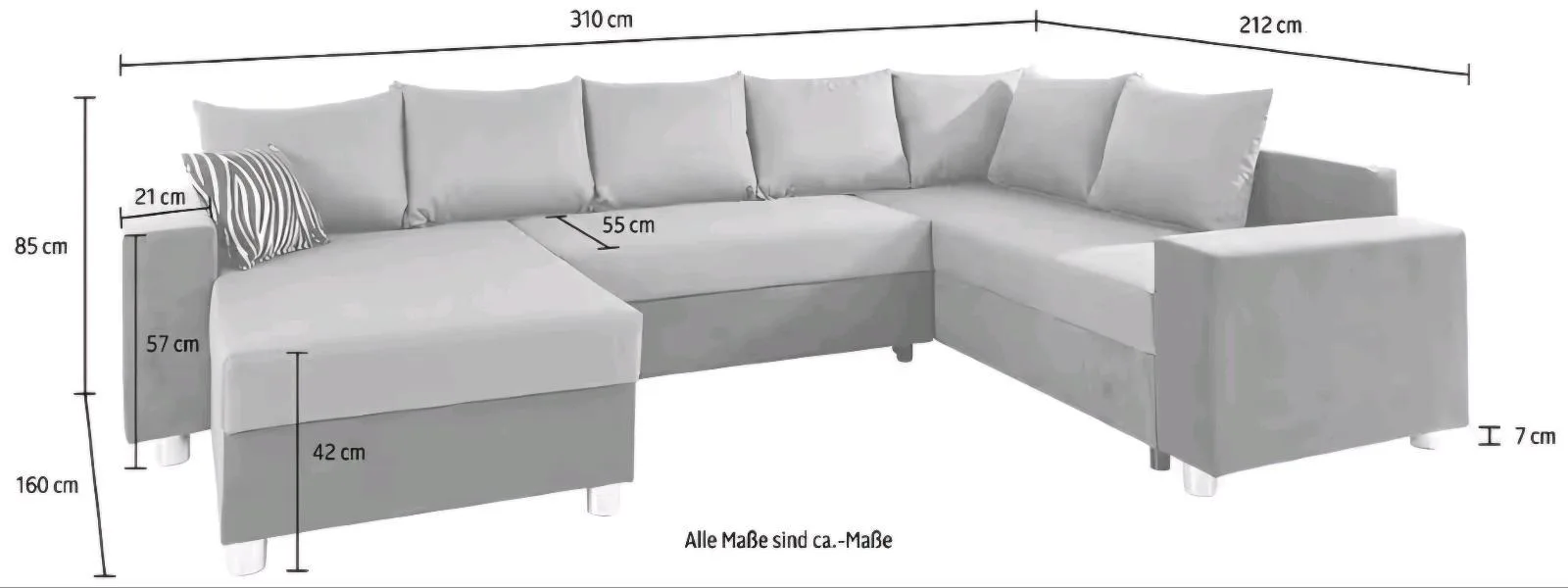 U-Form Schlafsofa mit Bettfunktion - Bild 3