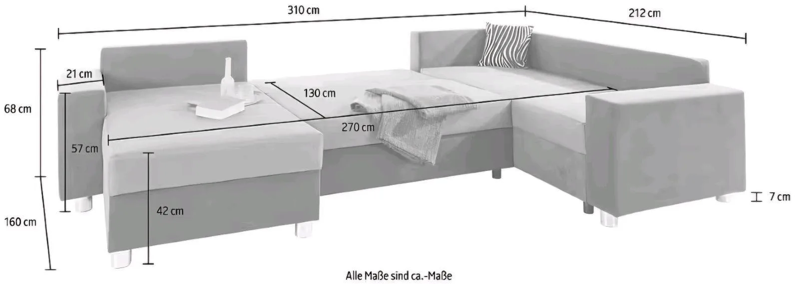 U-Form Schlafsofa mit Bettfunktion - Bild 4