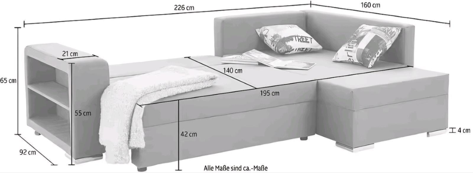 Schlafsofa L-Form mit Bettfunktion - Bild 4