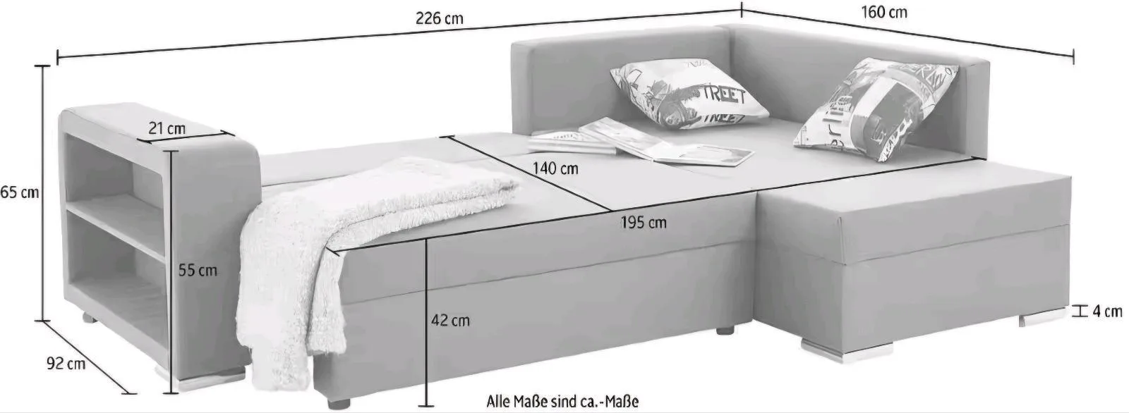 Schlafsofa L-Form mit Bettfunktion - Bild 4