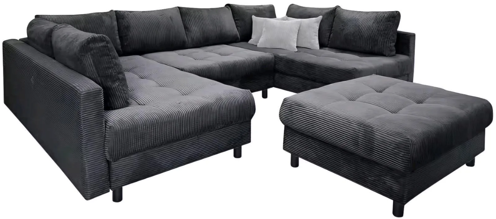 Kuschelige U-Form Wohnlandschaft mit Hocker - Bild 2