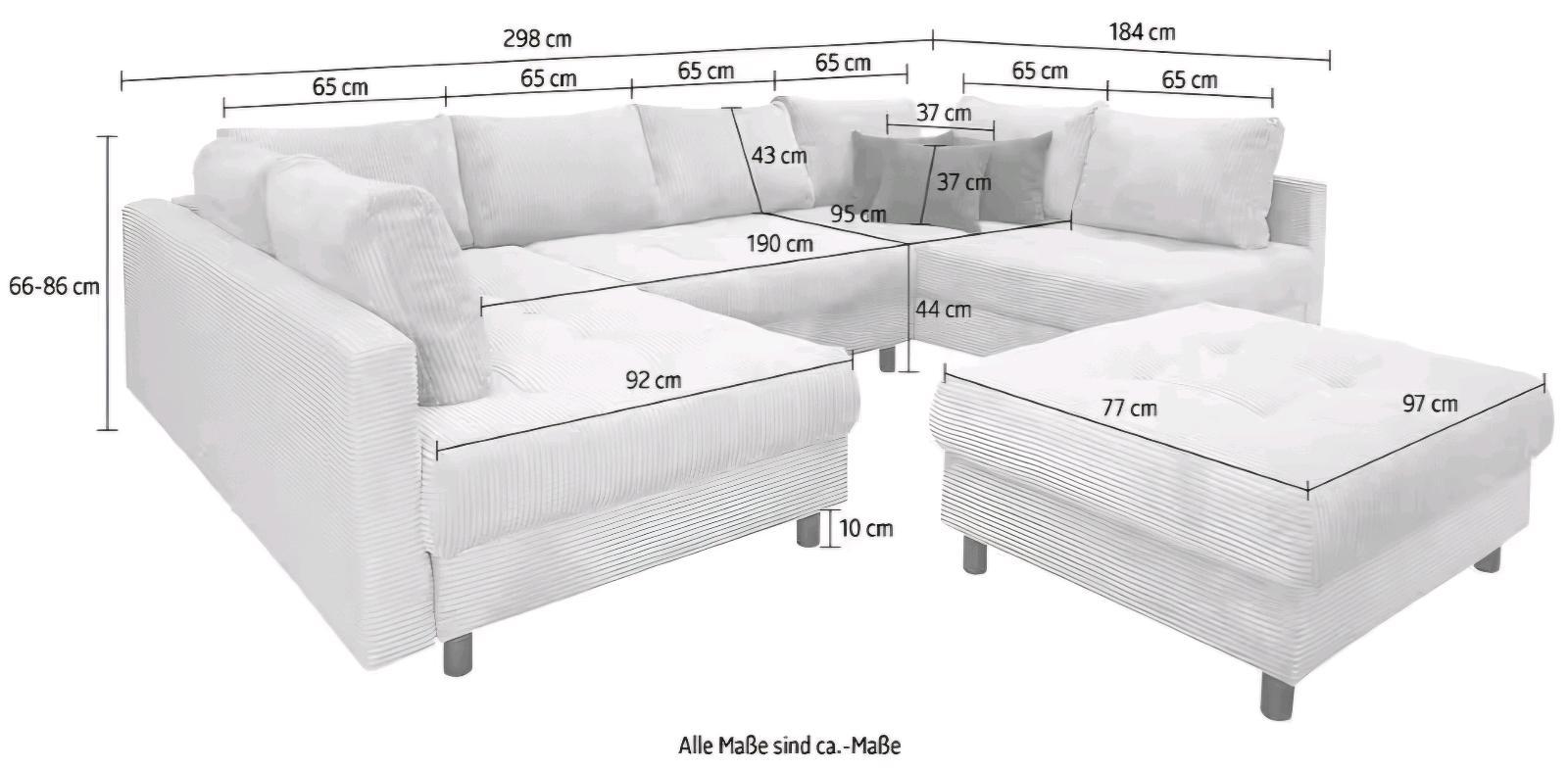 Kuschelige U-Form Wohnlandschaft mit Hocker - Bild 3
