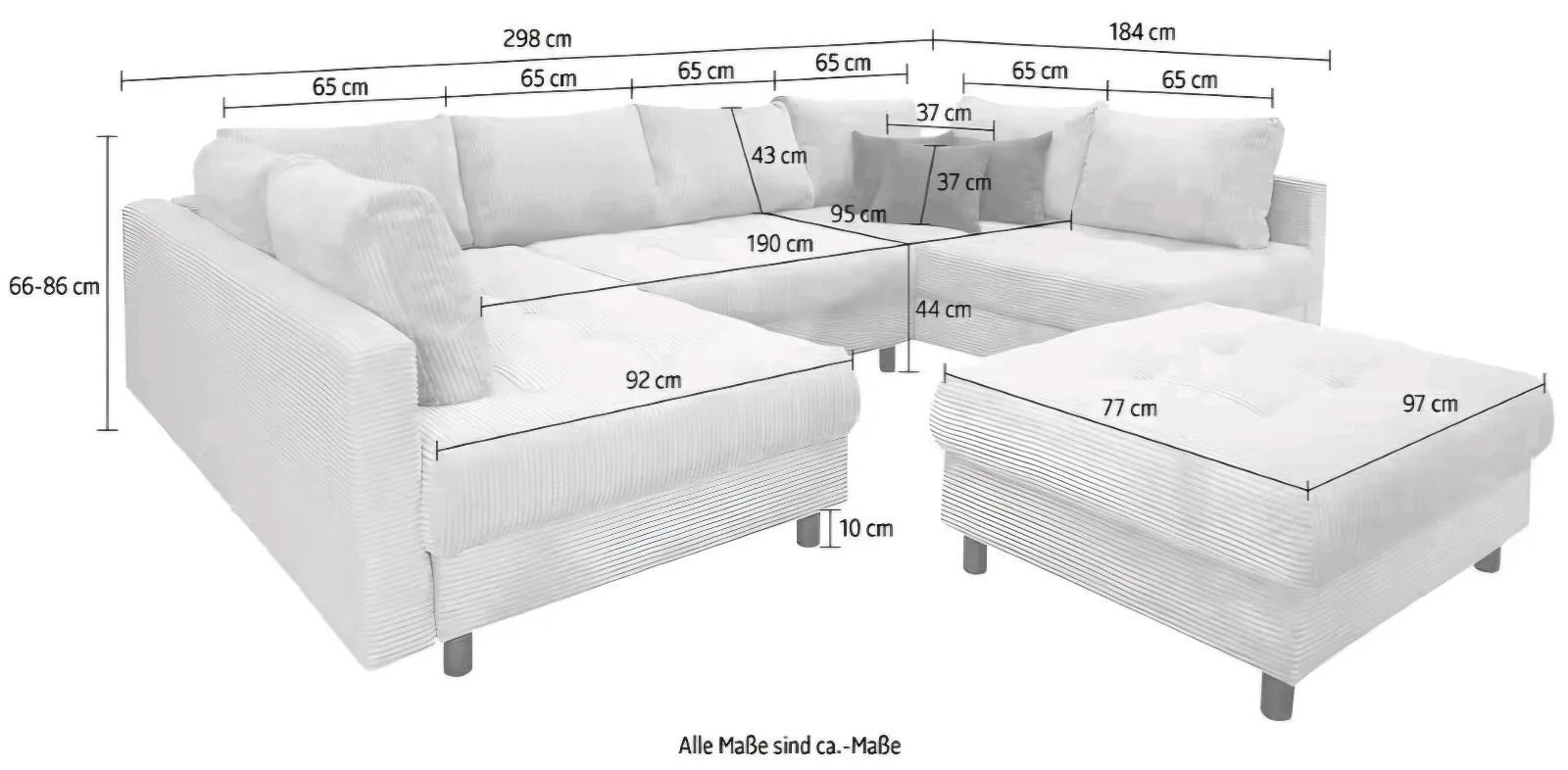Kuschelige U-Form Wohnlandschaft mit Hocker - Bild 3
