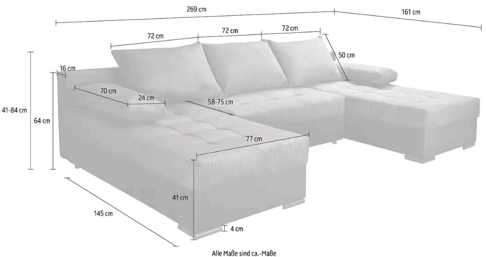 Schlafsofa U-Form mit Schlaffunktion - Bild 4