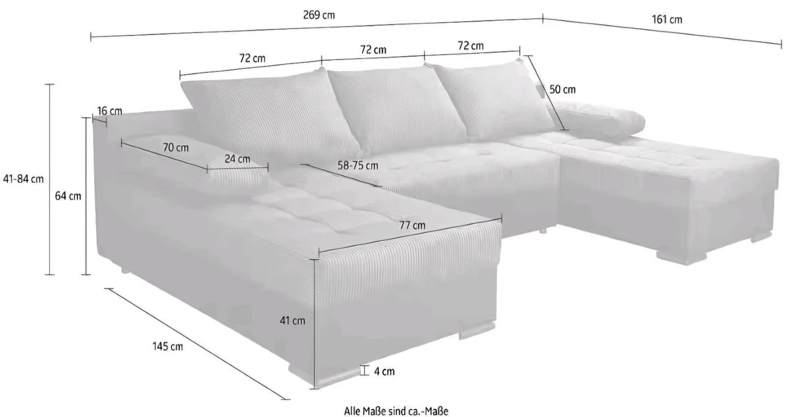 Schlafsofa U-Form mit Schlaffunktion - Bild 4