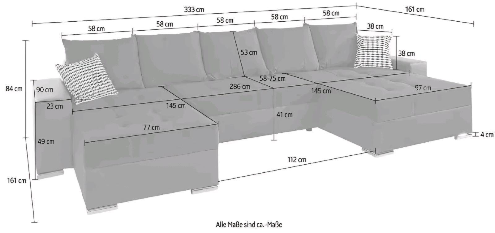 U-Form Schlafsofa mit Bettkasten - Bild 4