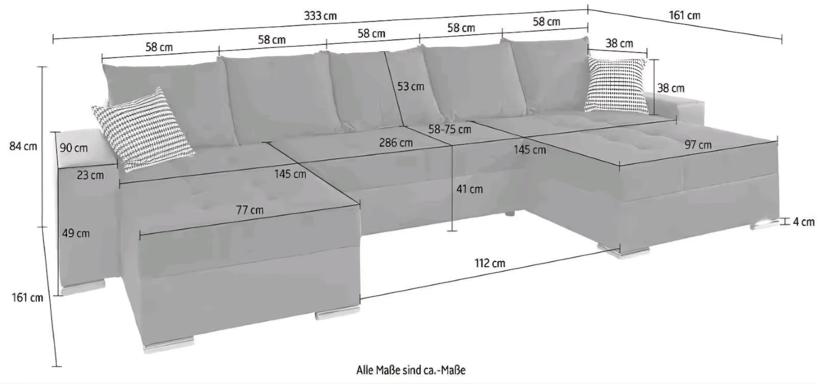 U-Form Schlafsofa mit Bettkasten - Bild 4