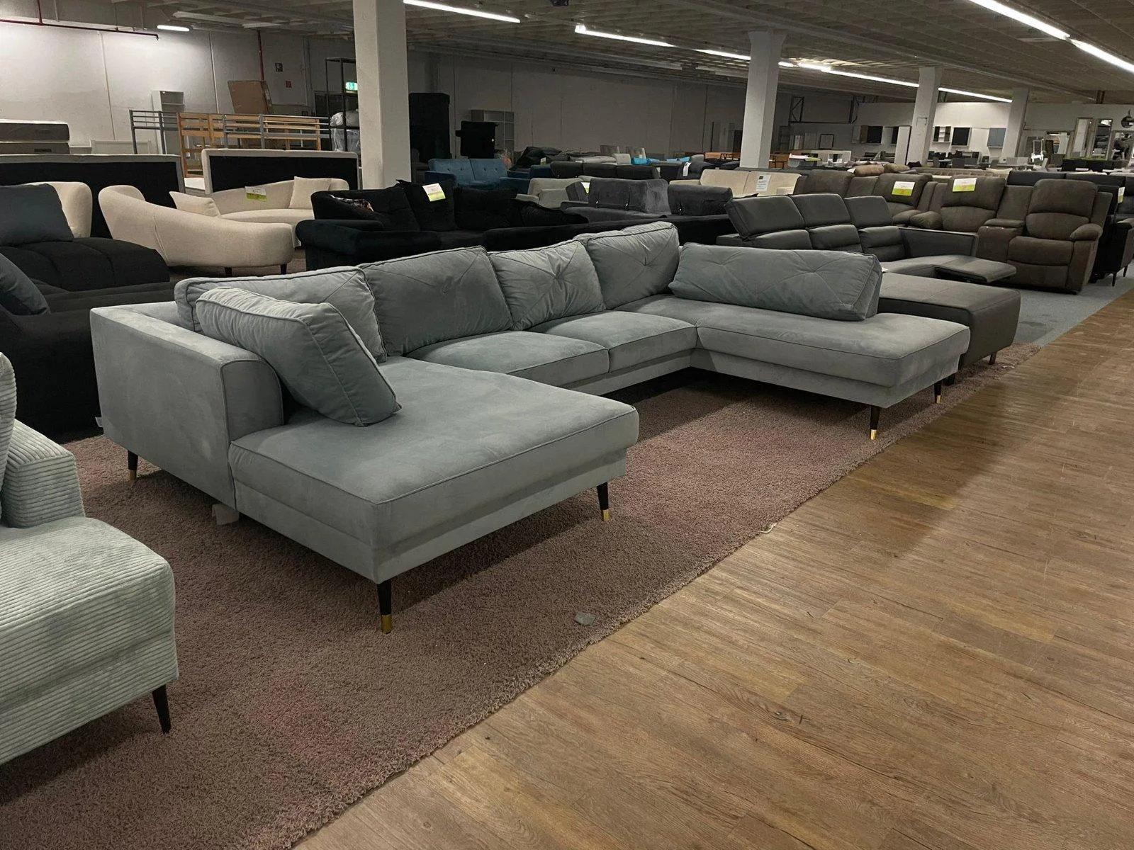 Moderne U-Form Wohnlandschaft in Grau/Blau - Bild 2