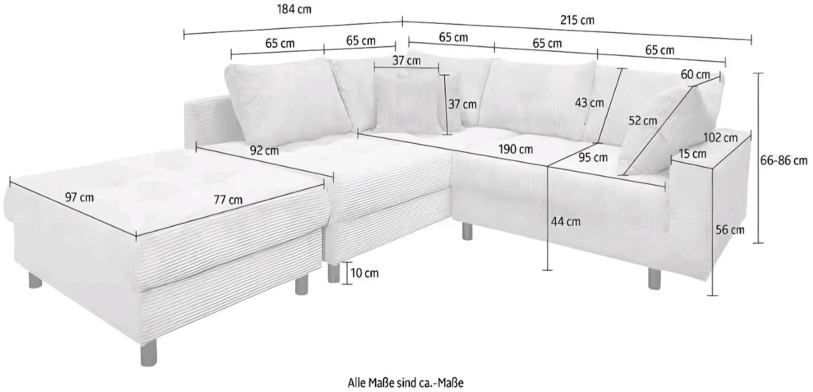 Kuscheliges L-Form Schlafsofa mit Hocker - Bild 3