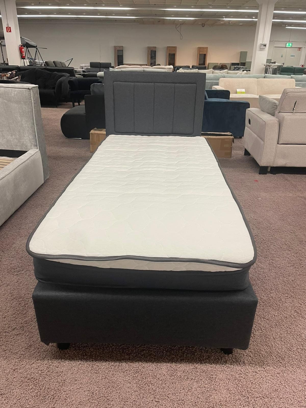 Boxspringbett 90x200 cm mit Matratze - Anthrazit
