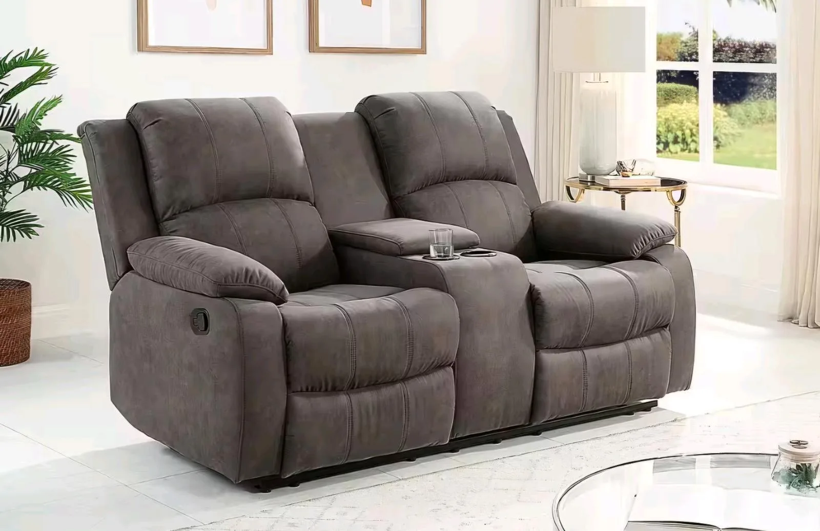 2-Sitzer Kinosofa mit Getränkehalter - Grau