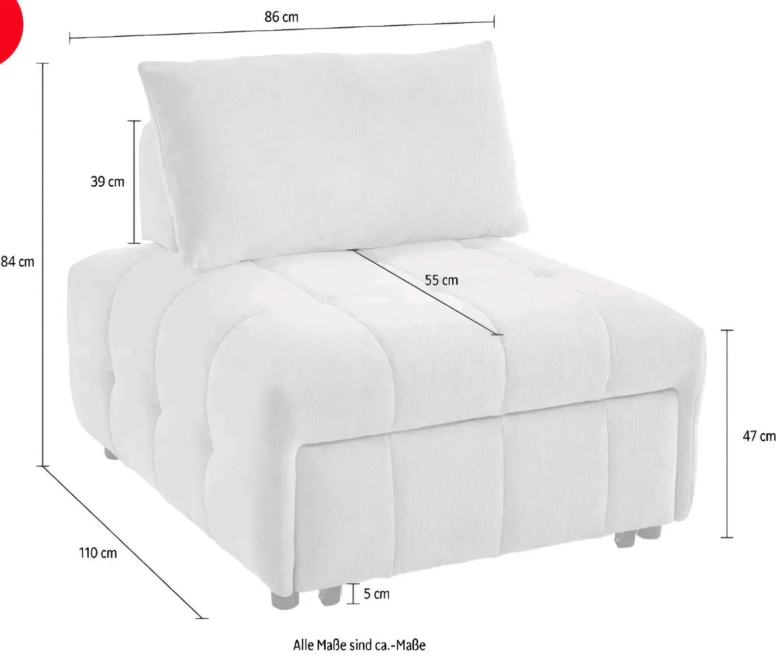 Schlafsofa mit Schlaffunktion in Chenille - Bild 3