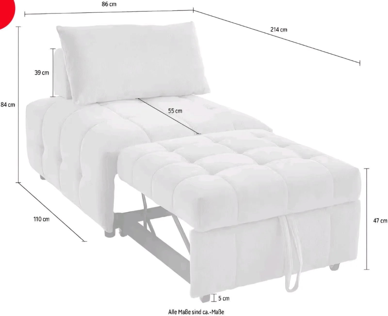 Schlafsofa mit Schlaffunktion in Chenille - Bild 4