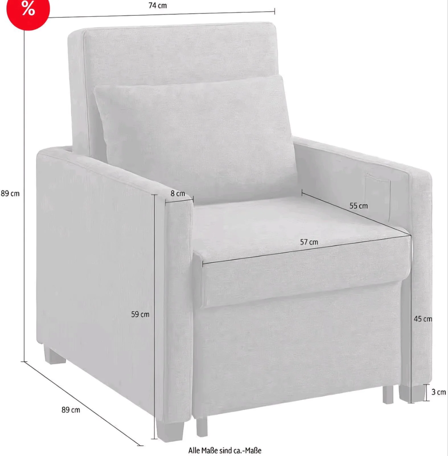 Relaxsessel mit Schlaffunktion für 179€ - Bild 3