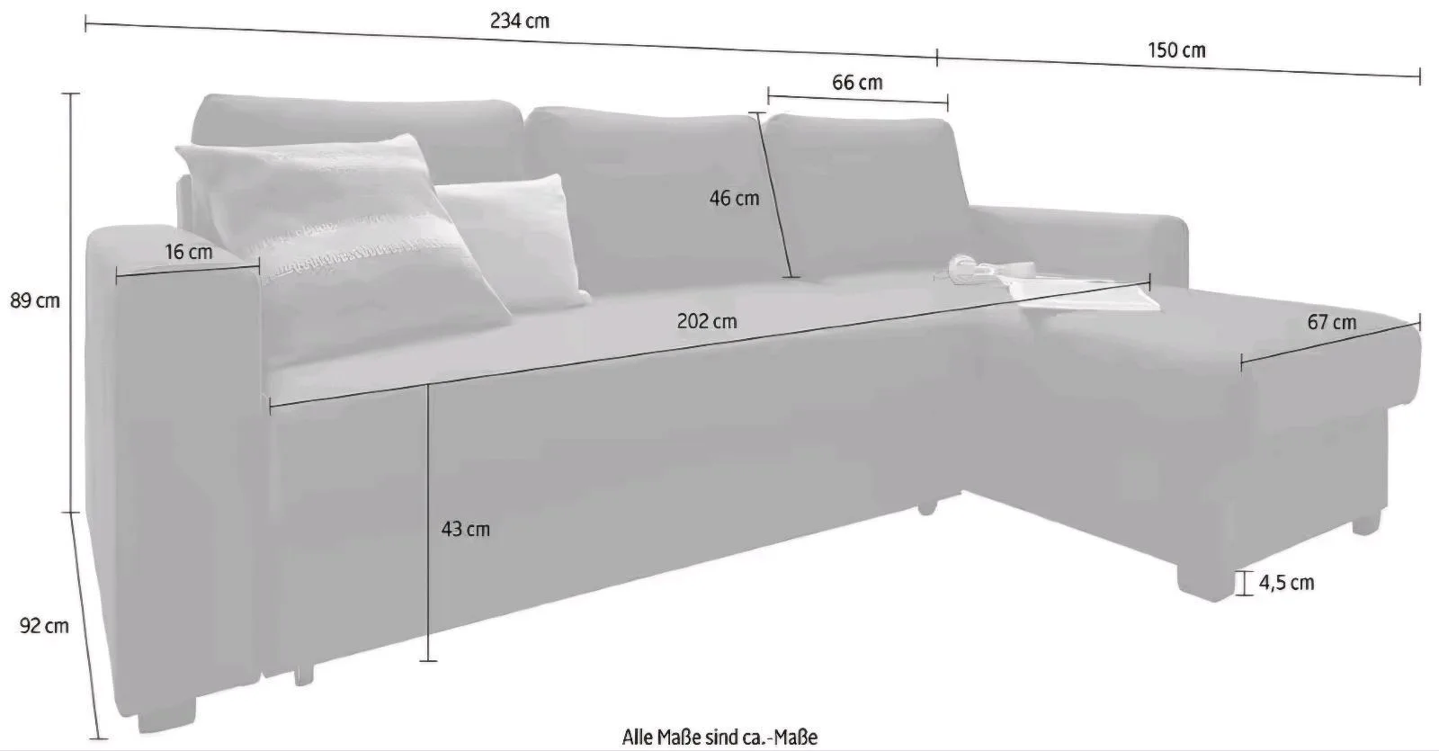 Ecksofa mit Bettfunktion und Bettkasten - Bild 3