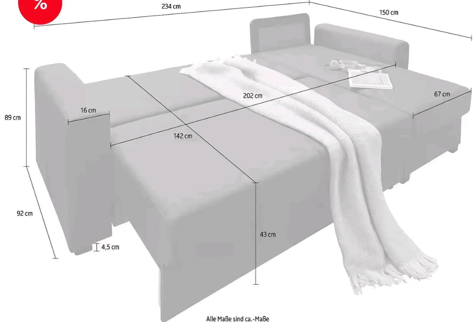 Ecksofa mit Bettfunktion und Bettkasten - Bild 4