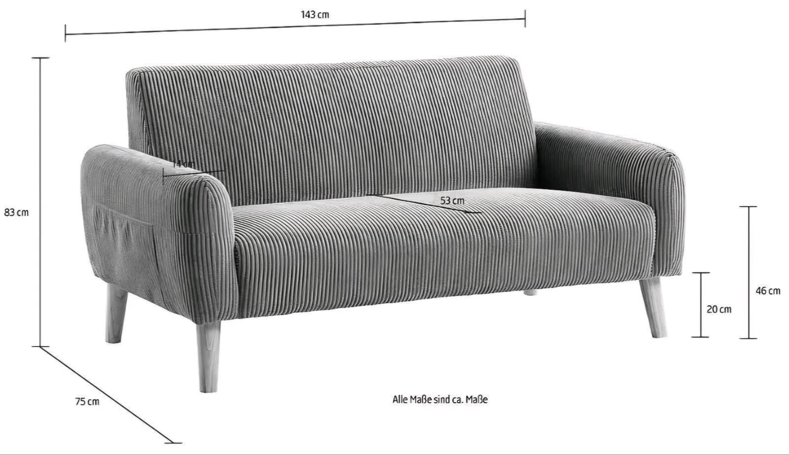 Bequemer 2-Sitzer Sessel im Cordbezug - Bild 3