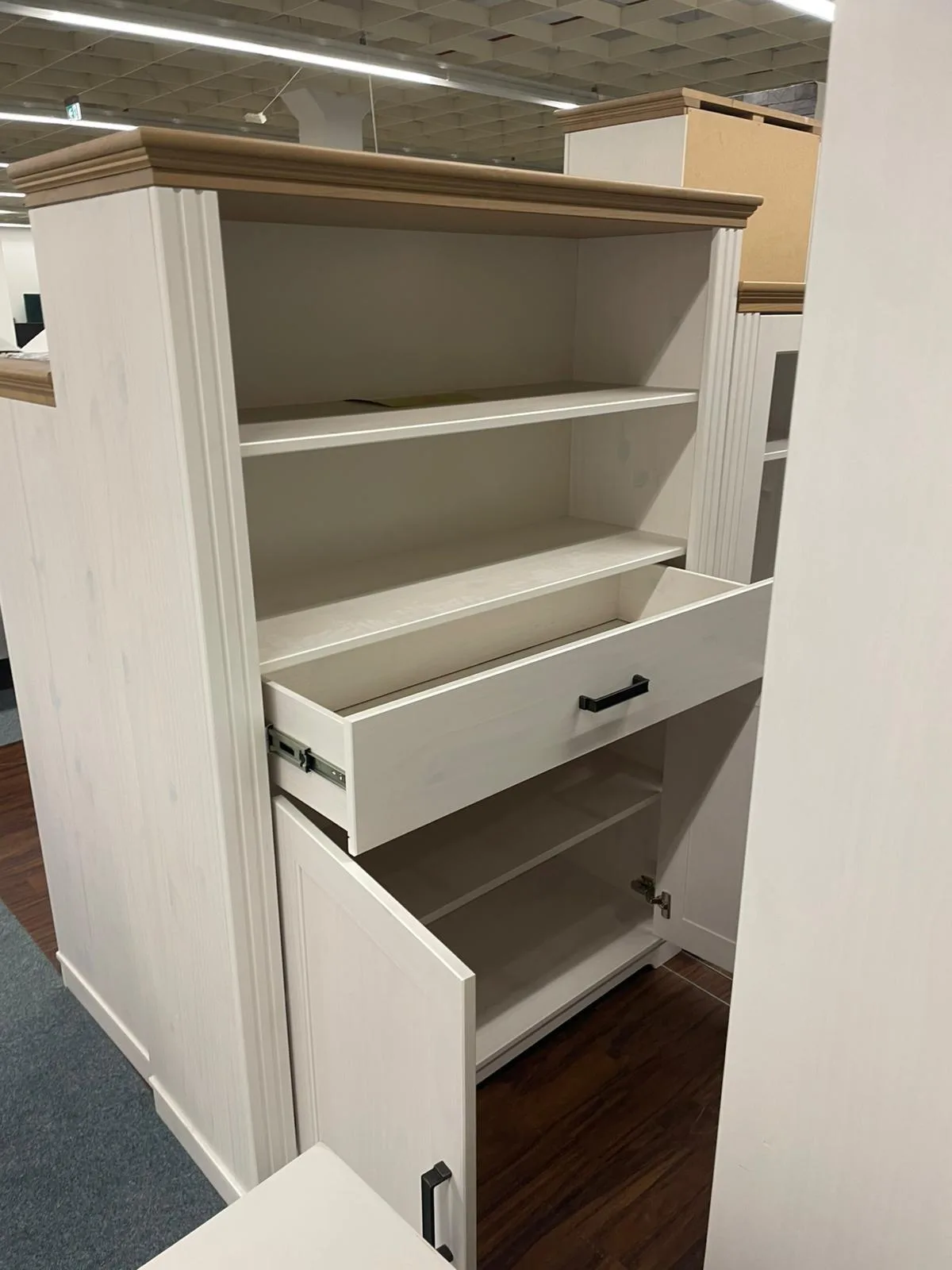 Massivholz Vitrine in Weiß - Bild 2