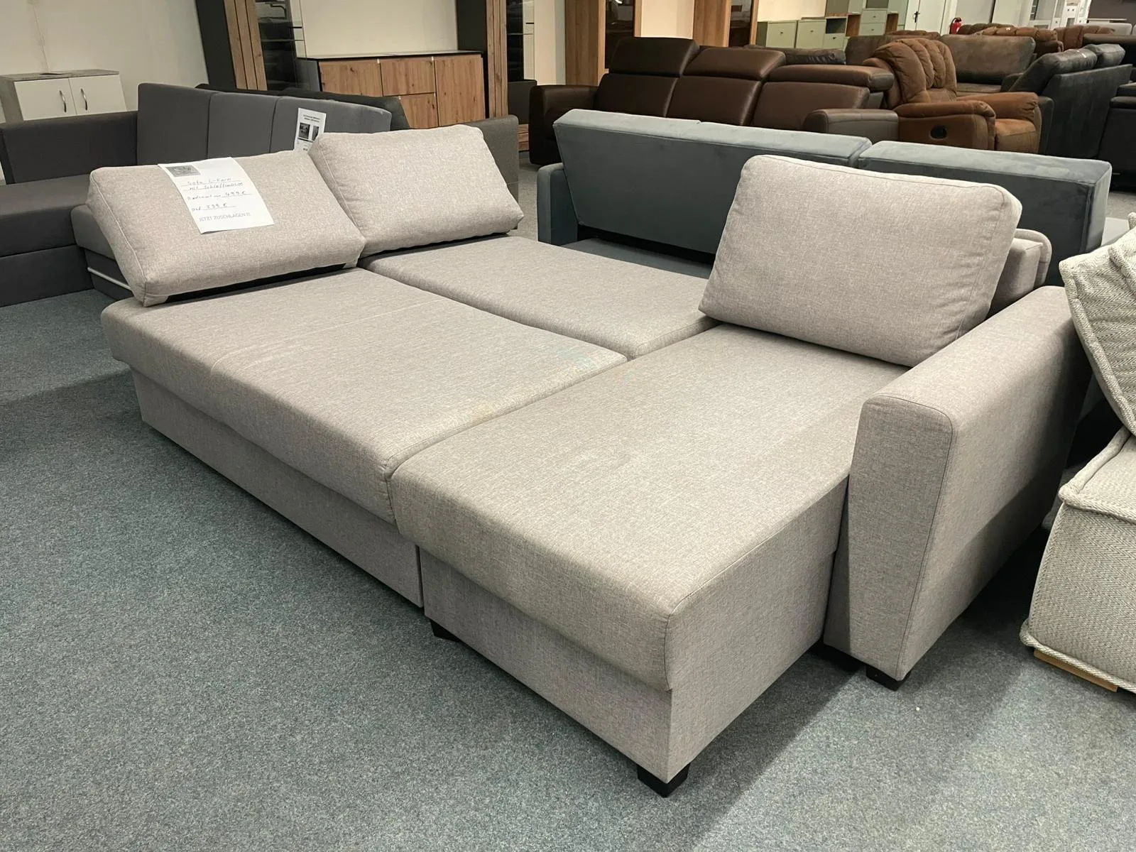 Grau Ecksofa mit Schlaffunktion & Bettkasten - Bild 2