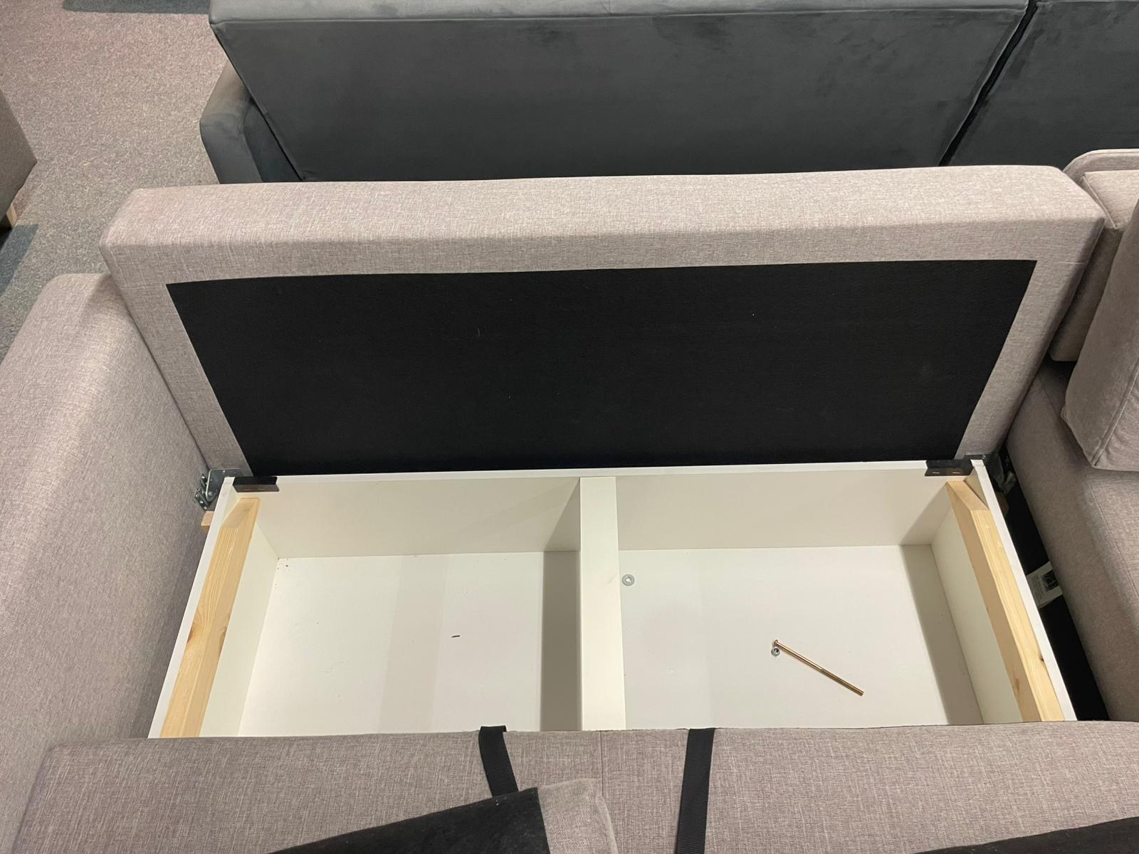 Grau Ecksofa mit Schlaffunktion & Bettkasten - Bild 3