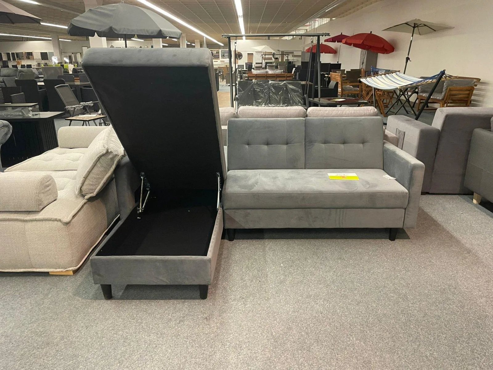 Grau Samt Ecksofa mit Schlaffunktion - Bild 3