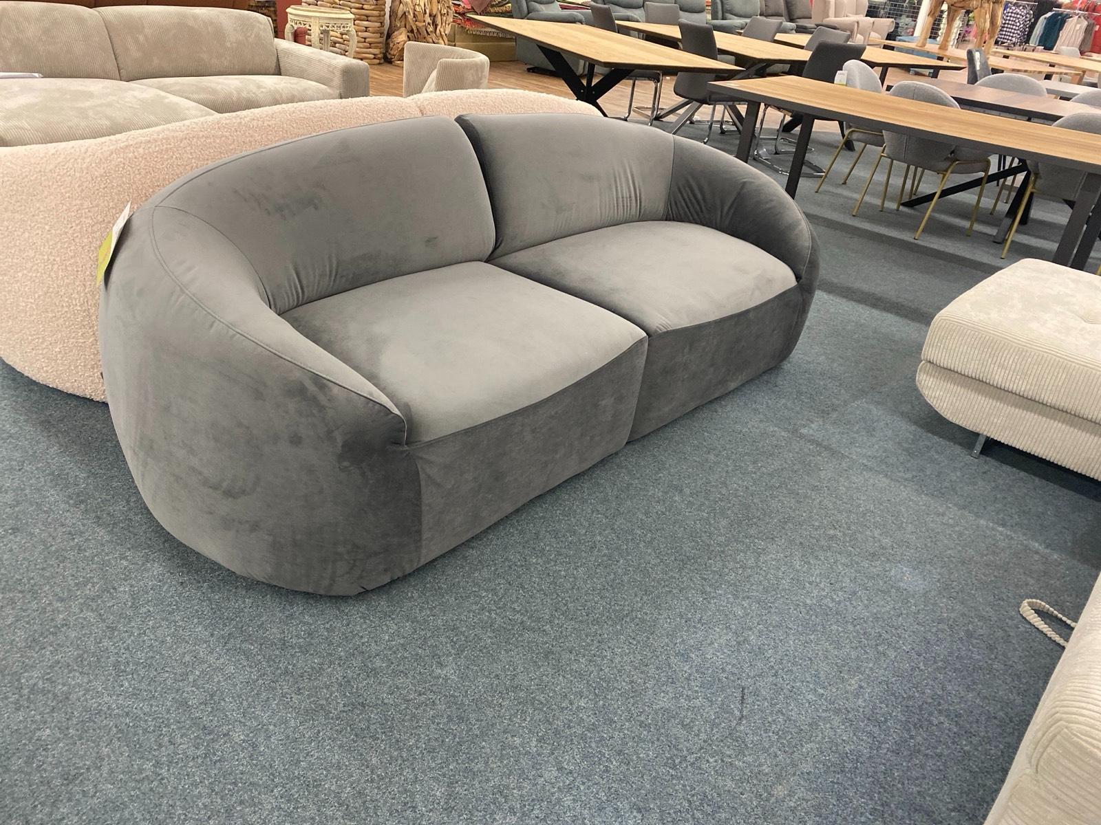 Big-Sofa Samt Grau 220 cm