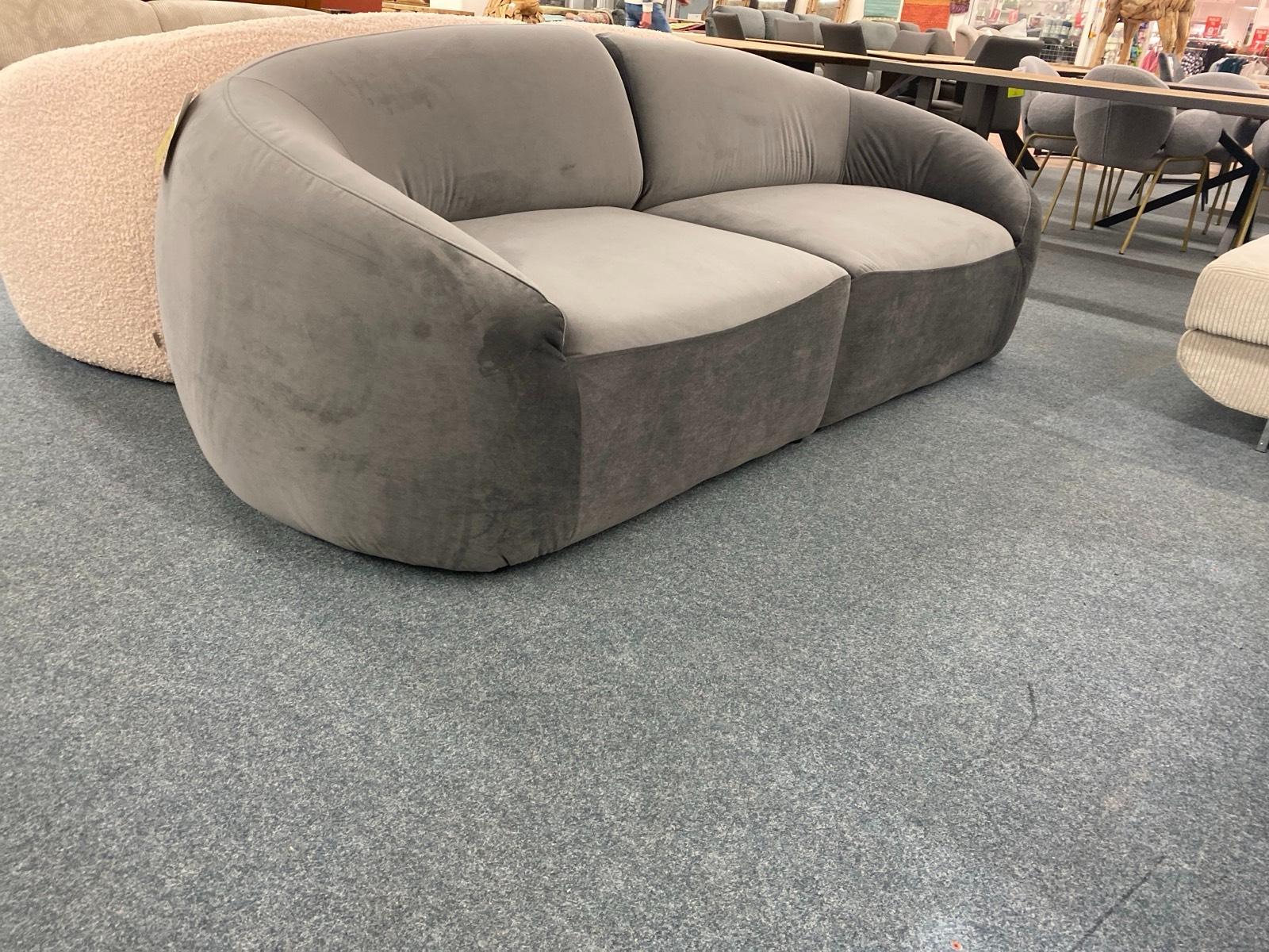 Big-Sofa Samt Grau 220 cm - Bild 2