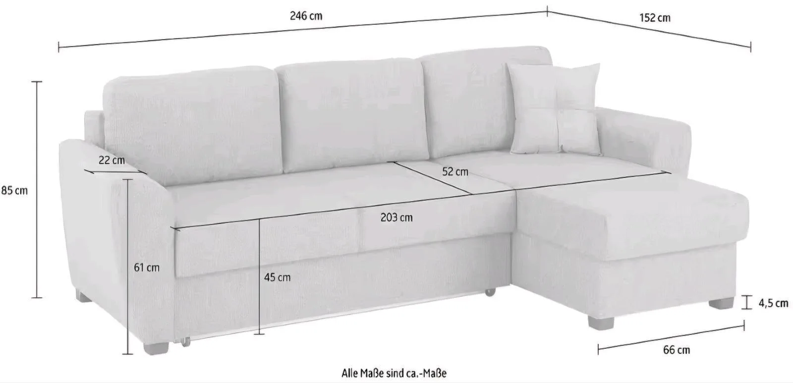 Gemütliches Eckschlafsofa L-Form mit Bettfunktion - Bild 3