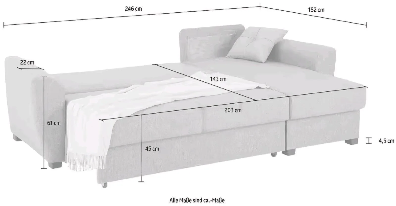 Gemütliches Eckschlafsofa L-Form mit Bettfunktion - Bild 4