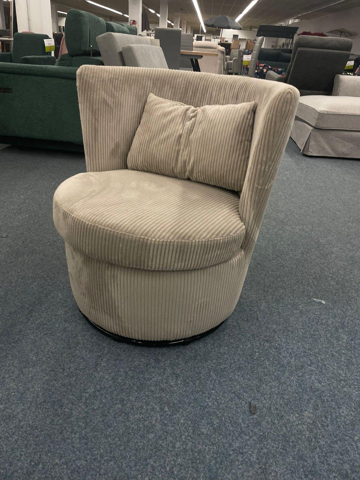 Beige Ecksofa mit Sessel aus Breitcord-Samt - Bild 3